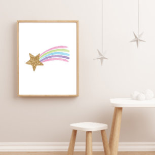 Poster Autocollants de mur de nurserie d'étoile filante a