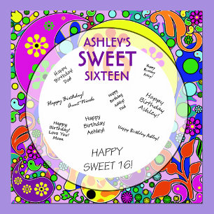 Poster Autographe personnalisé Sweet 16 Anniversaire de l