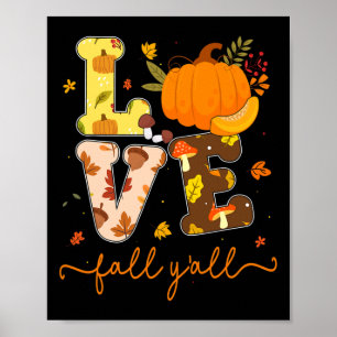 Poster Automne Amour Citrouille Automne Y'all Automne lai