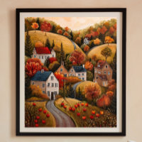 Automne Apple Harvest Folk Art Peinture à l'huile