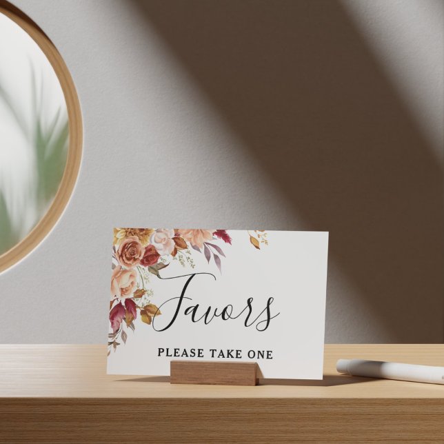 Poster Automne Aquarelle Florale Mariage Faveurs Signer (Elegant Autumn Watercolor Floral Wedding Party Supplies)