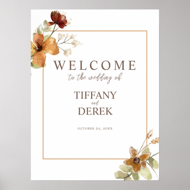 Poster Automne Automne Fleur sauvage Mariage Bienvenue (Devant)