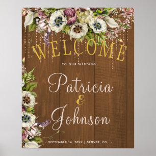 Poster Automne automne grange rustique bois mariage signe