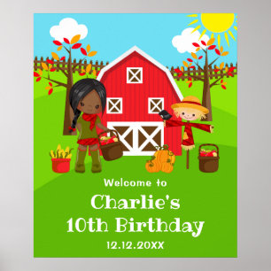 Poster Automne Barnyard Anniversaire Sombre Skin Girl Bie