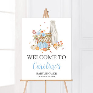 Poster Automne Bleu Citrouille Bienvenue