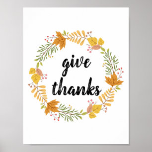 Poster automne bon thanksgiving de couronne