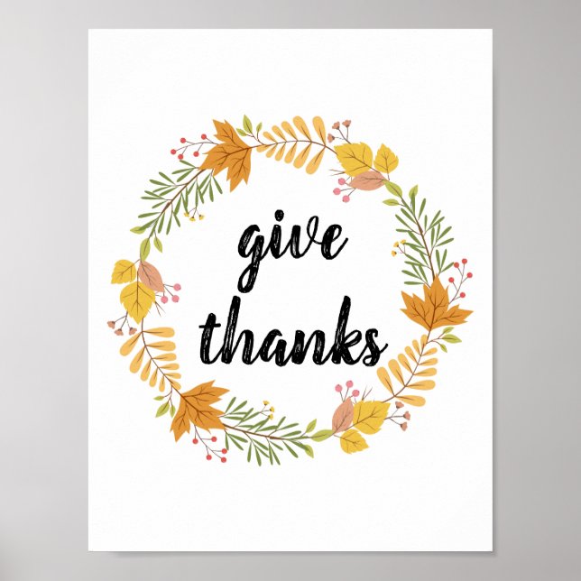 Poster automne bon thanksgiving de couronne (Devant)