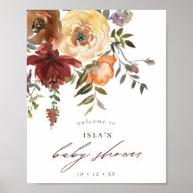 Automne Bourgogne & Orange Baby shower Floral Bien