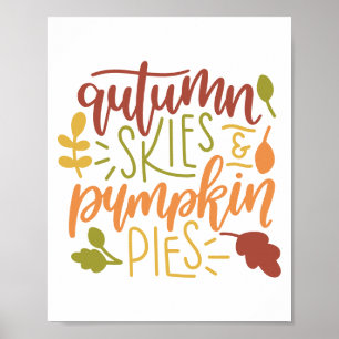Poster Automne Ciels et Citrouille Pies Typographie
