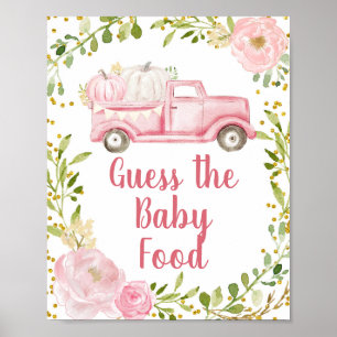 Poster Automne Citrouille rose Truck Guess the Baby Food