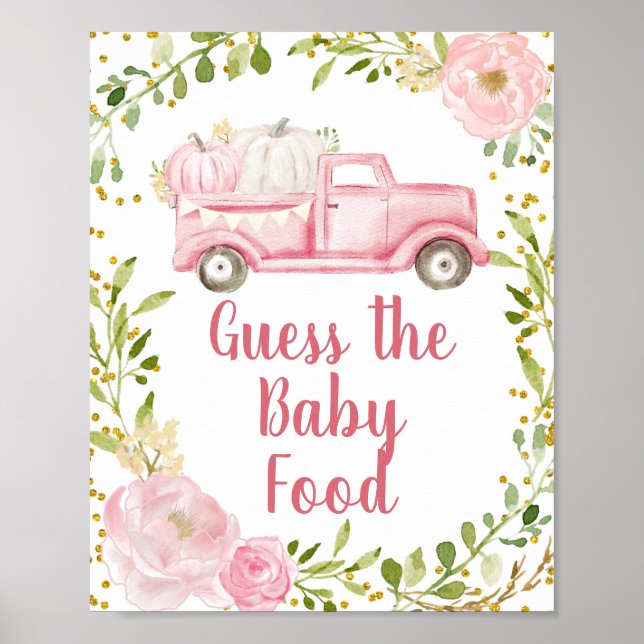 Poster Automne Citrouille rose Truck Guess the Baby Food  (Devant)