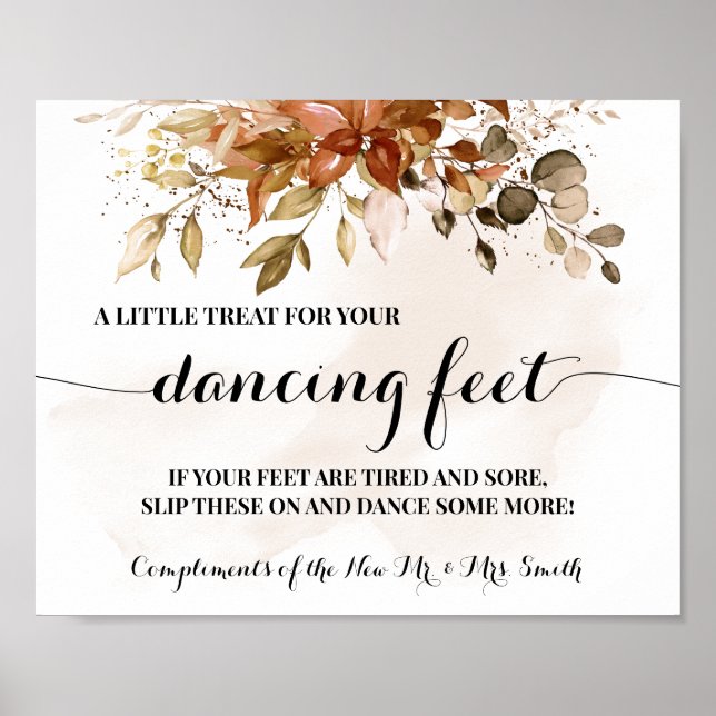 Poster Automne Danser Pieds Signal Flip Flops Mariage (Devant)