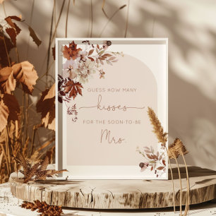 Poster Automne devinez combien de baisers douche nuptiale