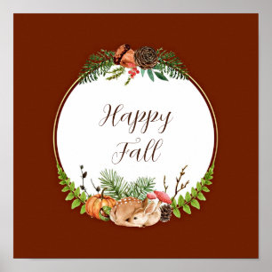 Poster Automne fawn et nature avec texte personnalisable
