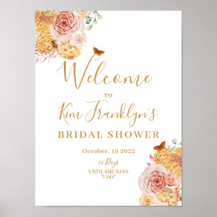 Poster Automne Fête des mariées florale Chute en amour Bi
