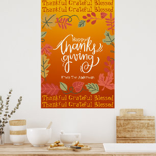 Poster Automne Feuilles de typographie Bon thanksgiving