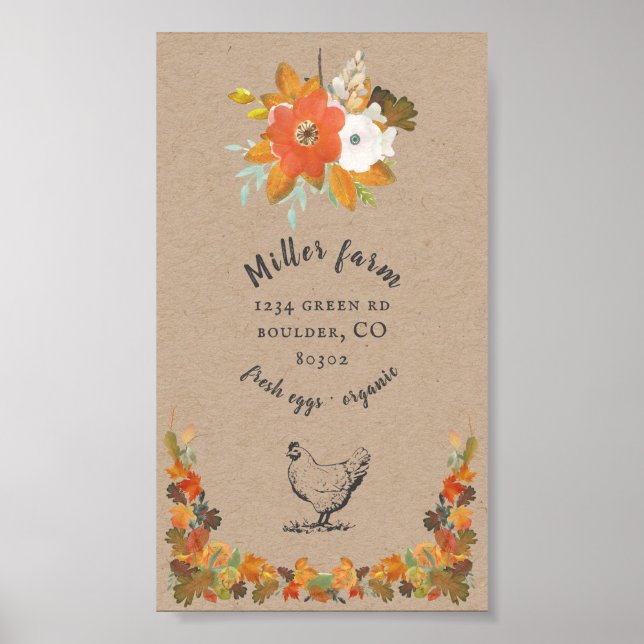 Poster automne feuilles ferme familiale kraft (Devant)