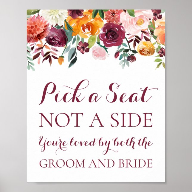 Poster Automne Fleur Choisir un siège pas un panneau laté (Devant)