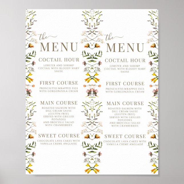 Poster Automne Fleur sauvage Dîner Menu Téléchargement in (Devant)
