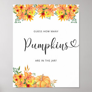Poster Automne floral devinez combien de citrouilles