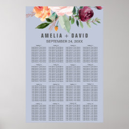 Poster Automne Floral Dusty Blue Seating Chart