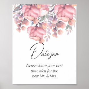 Poster Automne Floral Dusty Rose date jar douche de nupti