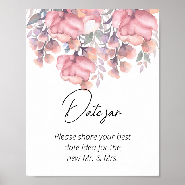 Poster Automne Floral Dusty Rose date jar douche de nupti (Devant)