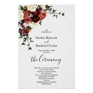 Poster Automne Floral Eucalyptus Mariage programme de cér