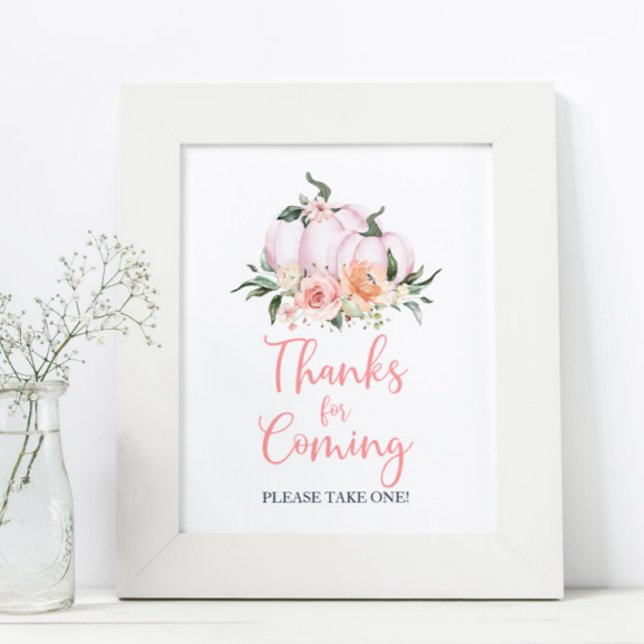 Poster Automne Floral Petit Citrouille Merci pour venir (Créateur téléchargé)