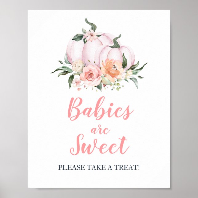 Poster Automne Floral Petits Citrouilles Bébés sont doux (Devant)