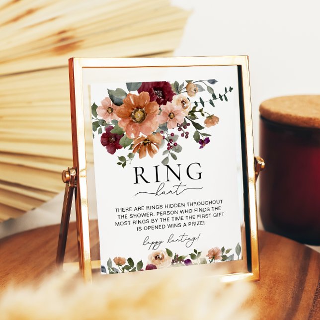 Poster Automne Floral Ring Chasse Bridal Douche Jeu (Créateur téléchargé)