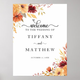 Poster Automne Florals Mariage de automne Bienvenue