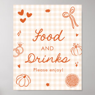 Poster Automne Orange Gingham Nourriture et Boissons Dess
