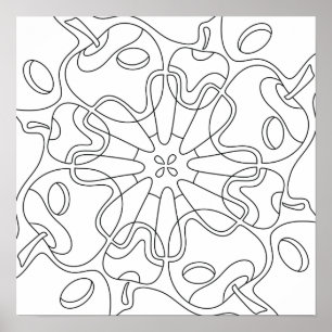 Poster Automne paisible : coloriage de pommes abstraites