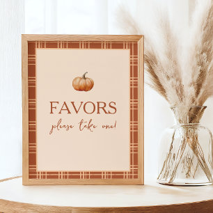 Poster Automne Plaid Un Petit Baby shower Citrouille Sign