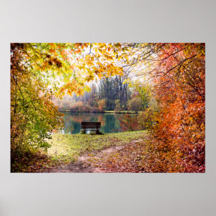 Poster Automne près de Park Pond - Feuilles automnales