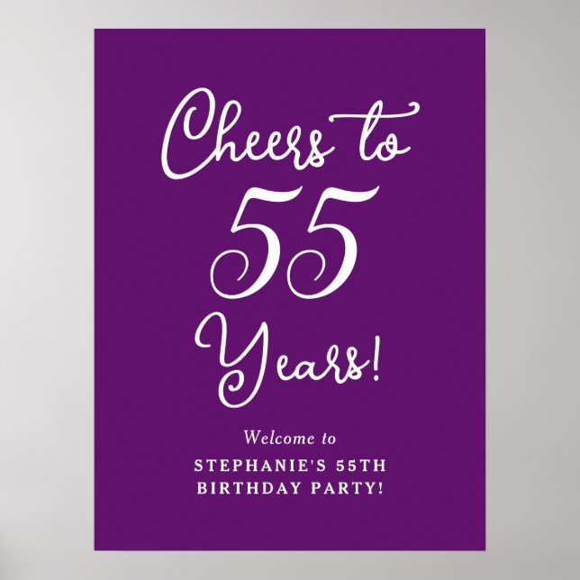 Poster Automne Purple Cheers à 55 ans Anniversaire Bienve (Devant)