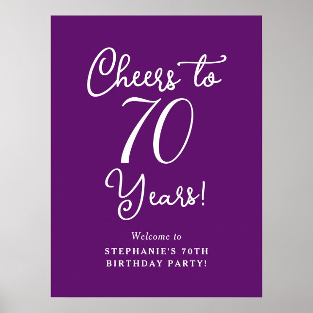 Poster Automne Purple Cheers à 70 ans Anniversaire Bienve (Devant)