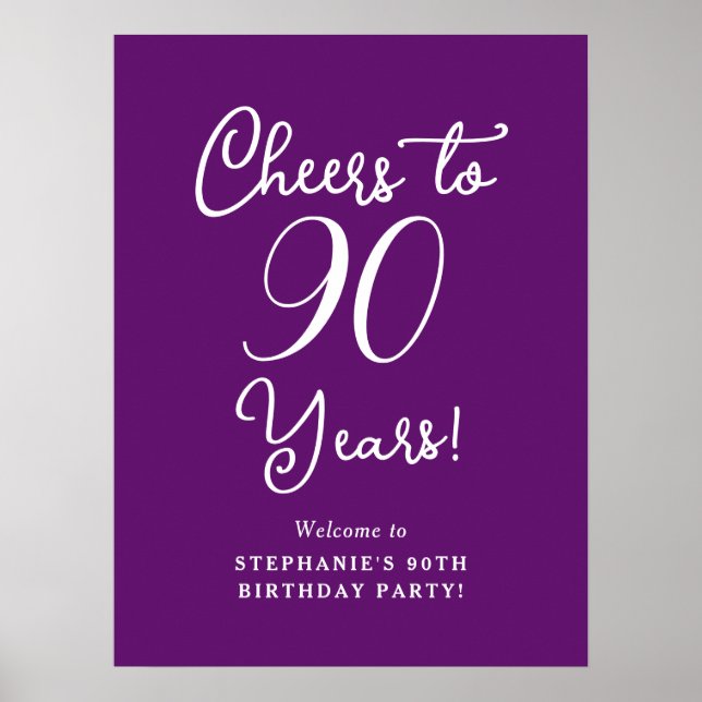 Poster Automne Purple Cheers à 90 ans Anniversaire Bienve (Devant)