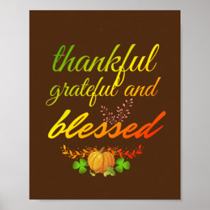 Poster Automne Reconnaissant Grateful Bénie citrouille d'