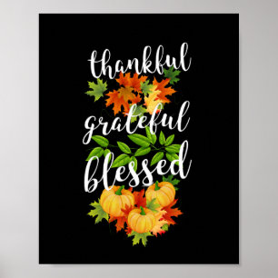 Poster Automne Reconnaissant Grateful Bénie Floral