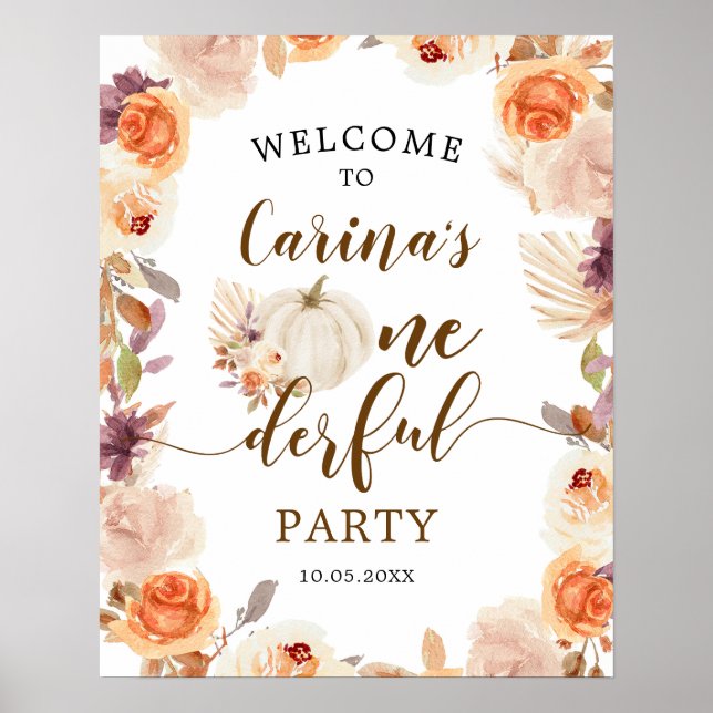 Poster Automne Rustique Citrouille Onederday Welcome (Devant)