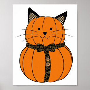 Poster Automne Thanksgiving Cutest Citrouille Chat Face W