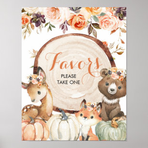 Poster Automne Woodland Fille Baby shower Fête Faveurs Si