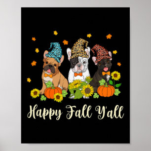Poster Automne Yall French Bulldog Leopard Citrouille