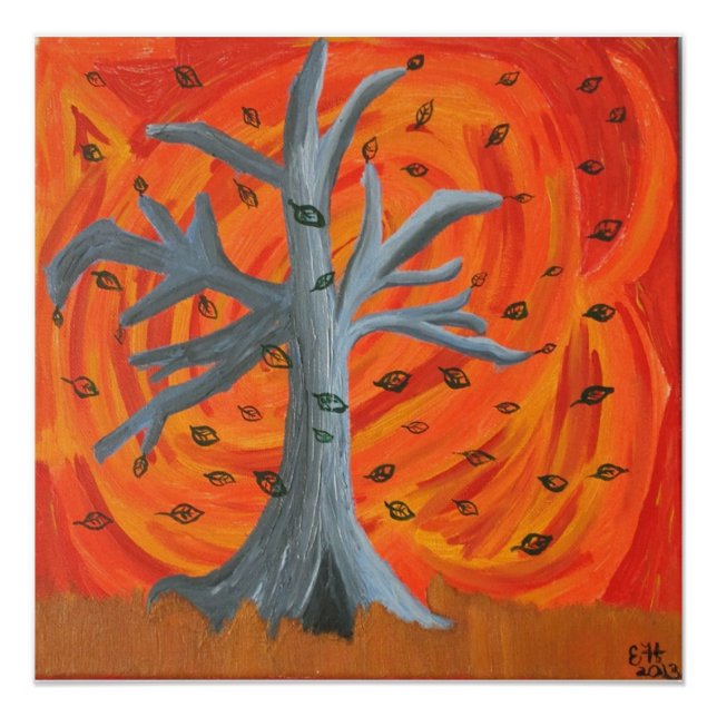 Poster "Automne's Fall" Peinture acrylique 20x20 (Devant)