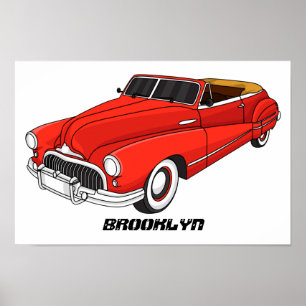 Poster Automobile classique rouge 1948