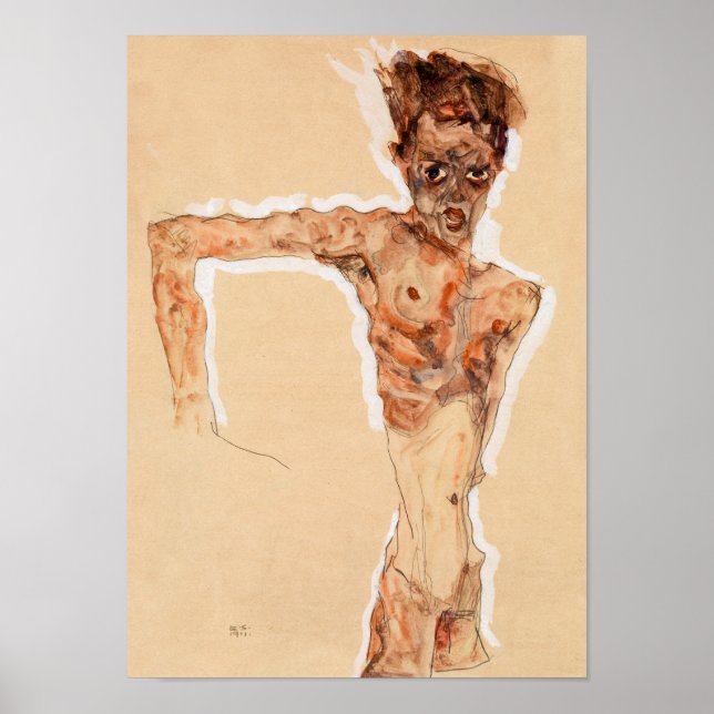 Poster Autoportrait (1911) | Egon Schiele | (Devant)