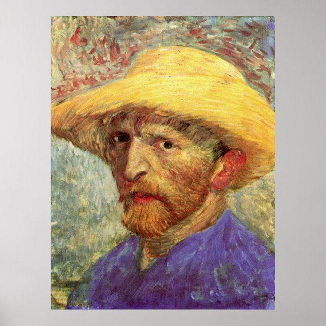 Poster Autoportrait avec Casquette de paille par Vincent  (Devant)