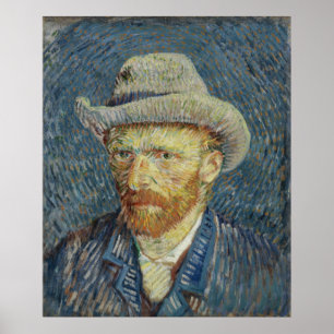 Poster Autoportrait avec Gris Felt Casquette Van Gogh